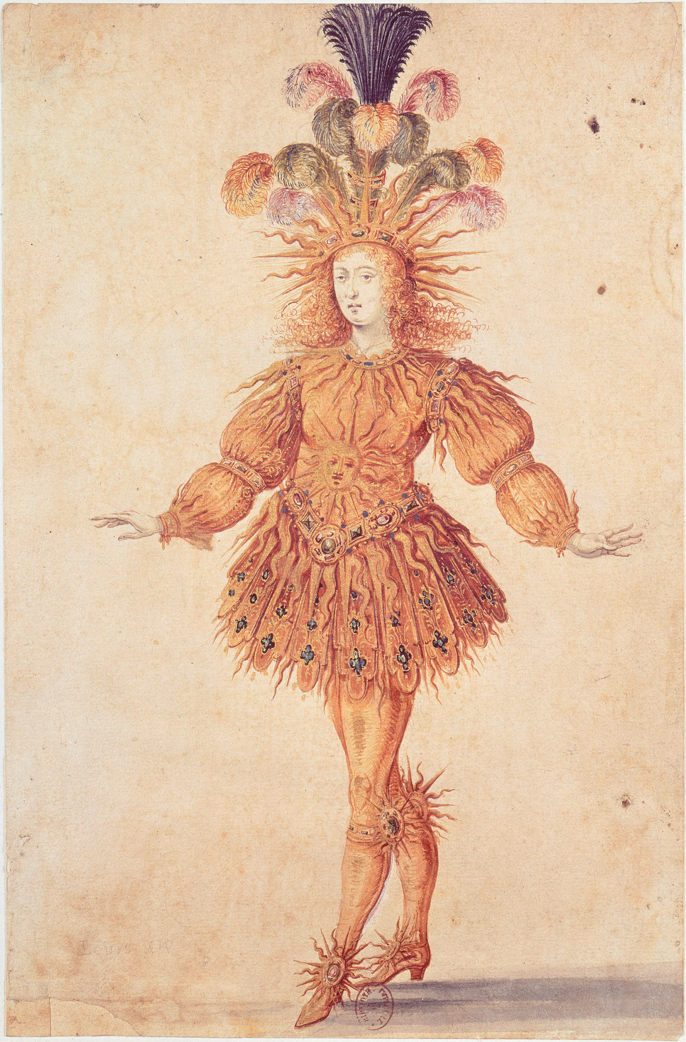 Der junge Ludwig XIV. in der Rolle des Apollon, Zeichnung, nach 1653 Der junge Ludwig XIV. in der Rolle des Apollon, Zeichnung, nach 1653