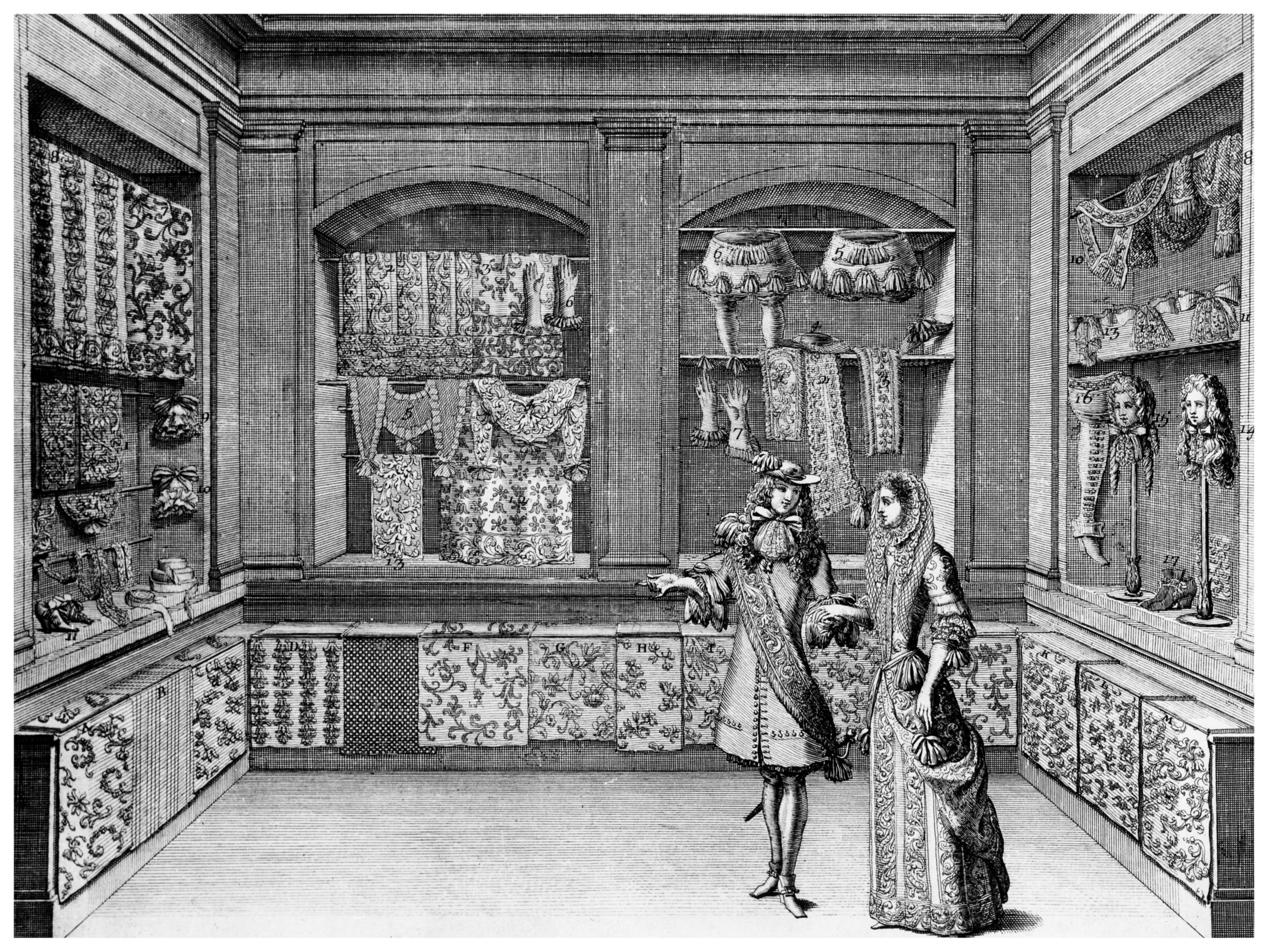 Kostümzeichnung für <i>Le feste di Amore e di Bacco</i> von Jean Bérain d. Ä, Ballett von Jean-Baptiste Lully, Uraufführung im Palais Royal am 15.11.1672, Bild-Nr.: 703007641, bpk/DeA Picture Library.